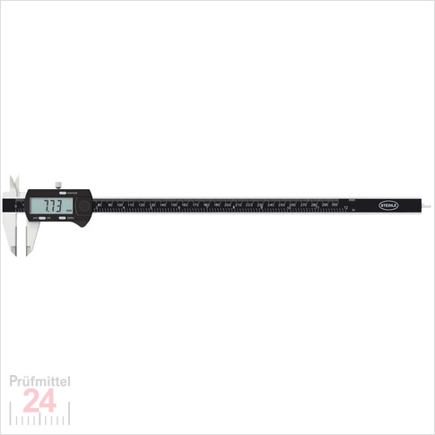 STEINLE 1321 Digital Messschieber 300 mm
mit Feststellschraube, Ablesung: 0,01 mm
Hartmetall-Messflächen für Innen- und Außenmessung