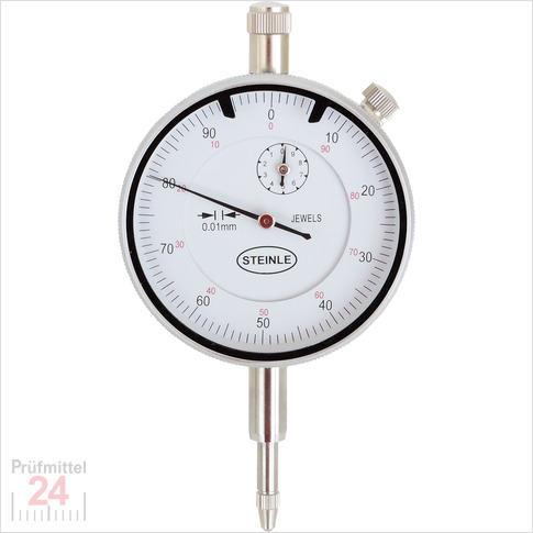STEINLE Messuhr 3105 0 - 10 mm
Ablesung: 0,01 mm
Ziffernblatt: 58 mm Zeigerumdrehung: 1 mm
