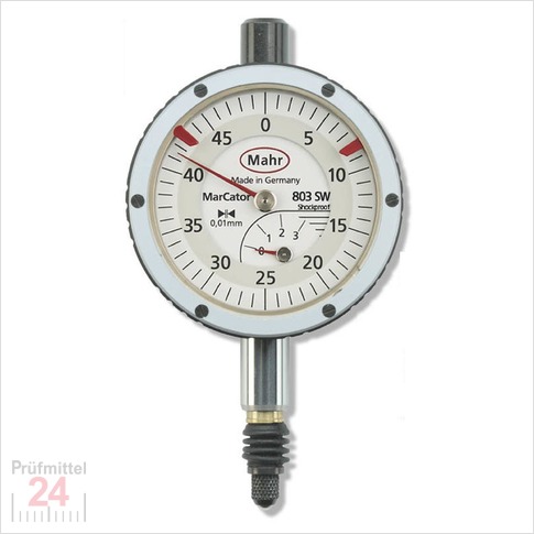 Messuhr Mahr Analog Öl- u. Wasserdicht
mit Stoßschutz IP54
MarCator 803 SW
Messspanne: 0 - 3 mm
Ablesung: 0,01 mm