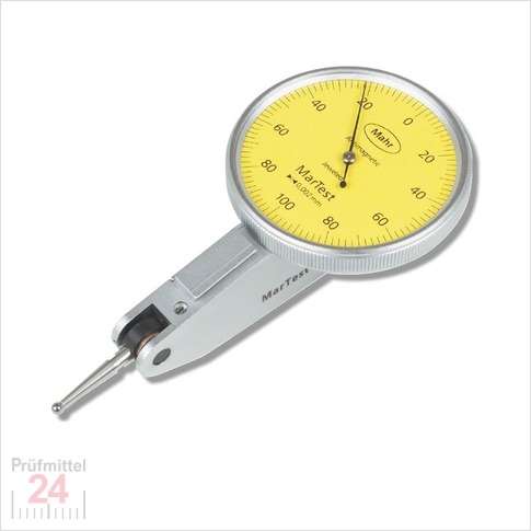 Mahr 800SGM Fühlhebelmessgerät 0,2 / 0,002 mm 
Messeinsatz: 14,5 mm / Außenring: 38 mm
4308200 / Bezifferung: 100-0-100 / Bauform: horizontal