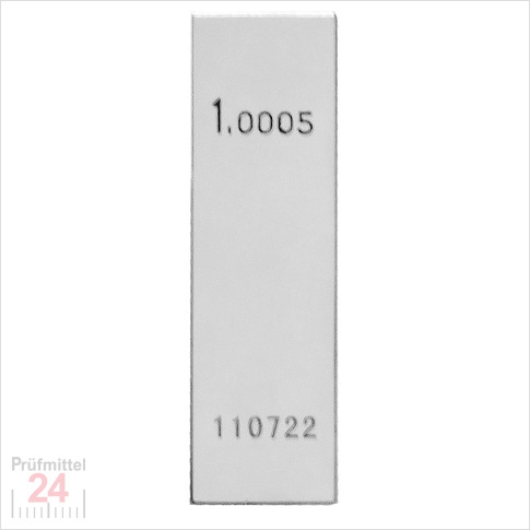 STEINLE 4202 Einzel Parallel Endmaß Stahl 1,0005 mm
DIN EN ISO 3650 mit Toleranzklasse: 0