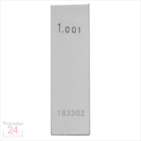 STEINLE 4202 Einzel Parallel Endmaß Stahl 1,001 mm
DIN EN ISO 3650 mit Toleranzklasse: 0