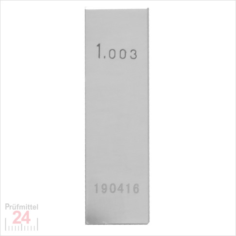 STEINLE 4202 Einzel Parallel Endmaß Stahl 1,003 mm
DIN EN ISO 3650 mit Toleranzklasse: 0
