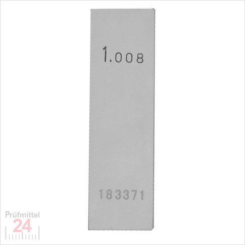 STEINLE 4202 Einzel Parallel Endmaß Stahl 1,008 mm
DIN EN ISO 3650 mit Toleranzklasse: 0