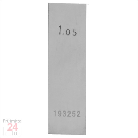 STEINLE 4202 Einzel Parallel Endmaß Stahl 1,05 mm
DIN EN ISO 3650 mit Toleranzklasse: 0