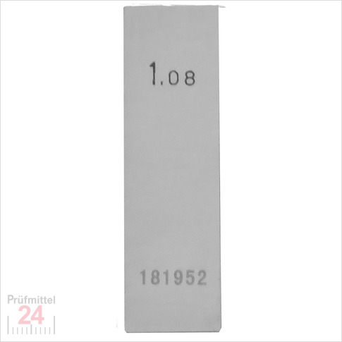 STEINLE 4202 Einzel Parallel Endmaß Stahl 1,08 mm
DIN EN ISO 3650 mit Toleranzklasse: 0