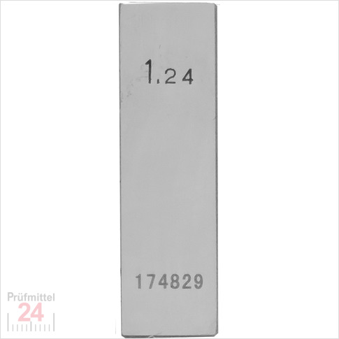 STEINLE 4202 Einzel Parallel Endmaß Stahl 1,24 mm
DIN EN ISO 3650 mit Toleranzklasse: 0