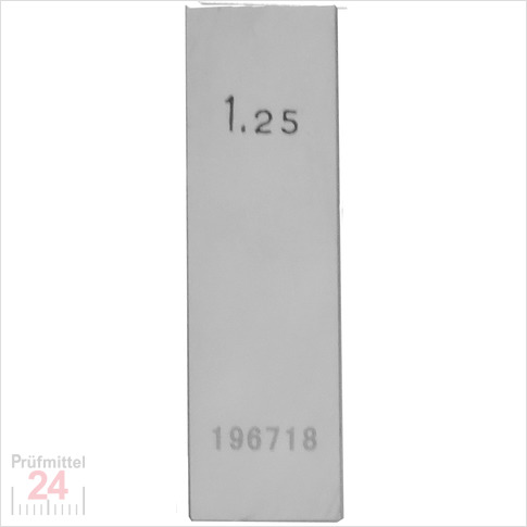 STEINLE 4202 Einzel Parallel Endmaß Stahl 1,25 mm
DIN EN ISO 3650 mit Toleranzklasse: 0