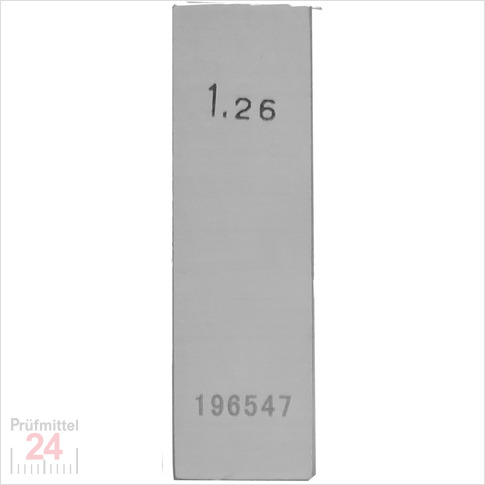STEINLE 4202 Einzel Parallel Endmaß Stahl 1,26 mm
DIN EN ISO 3650 mit Toleranzklasse: 0