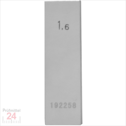 STEINLE 4202 Einzel Parallel Endmaß Stahl 1,6 mm
DIN EN ISO 3650 mit Toleranzklasse: 0