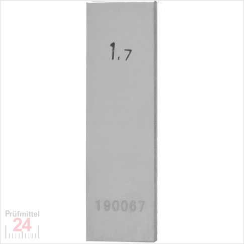 STEINLE 4202 Einzel Parallel Endmaß Stahl 1,7 mm
DIN EN ISO 3650 mit Toleranzklasse: 0