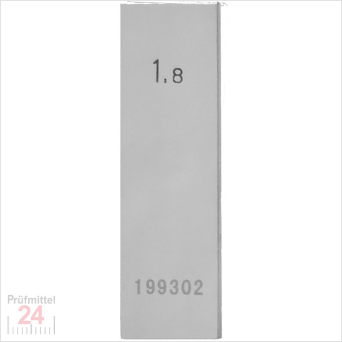 STEINLE 4202 Einzel Parallel Endmaß Stahl 1,8 mm
DIN EN ISO 3650 mit Toleranzklasse: 0