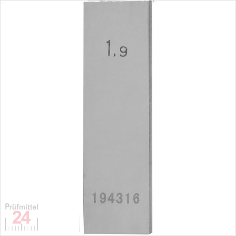 STEINLE 4202 Einzel Parallel Endmaß Stahl 1,9 mm
DIN EN ISO 3650 mit Toleranzklasse: 0