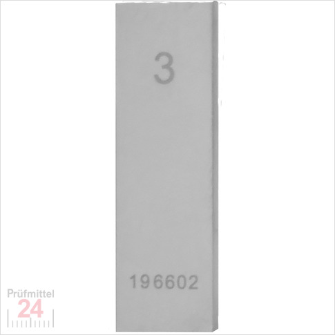 STEINLE 4202 Einzel Parallel Endmaß Stahl 3 mm
DIN EN ISO 3650 mit Toleranzklasse: 0