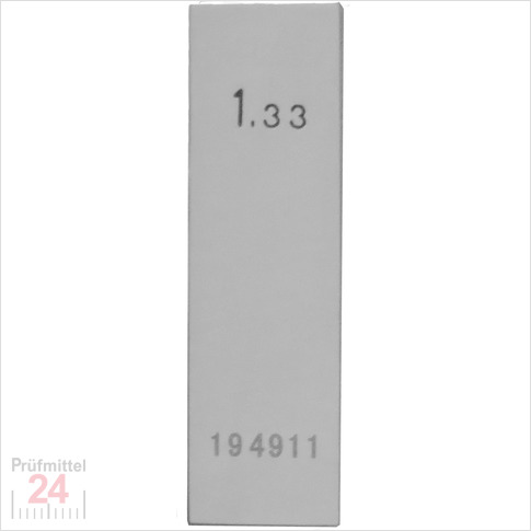 STEINLE 4202 Einzel Parallel Endmaß Stahl 1,33 mm
DIN EN ISO 3650 mit Toleranzklasse: 1