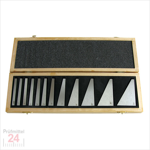 Winkel Endmaßsatz Stahl
12 tlg. (1/4° , 1/2° , 1° , 2° , 3° , 4° , 5° , 10° , 15° , 20° , 25°, 30°)