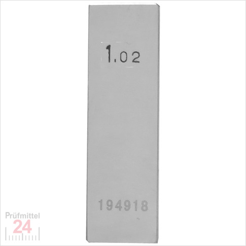 STEINLE 4202 Einzel Parallel Endmaß Stahl 1,02 mm
DIN EN ISO 3650 mit Toleranzklasse: 2