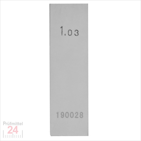 STEINLE 4202 Einzel Parallel Endmaß Stahl 1,03 mm
DIN EN ISO 3650 mit Toleranzklasse: 2