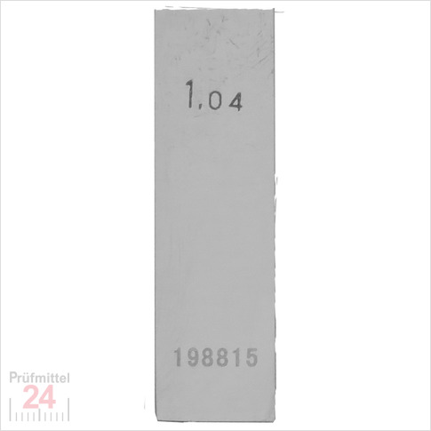 STEINLE 4202 Einzel Parallel Endmaß Stahl 1,04 mm
DIN EN ISO 3650 mit Toleranzklasse: 2