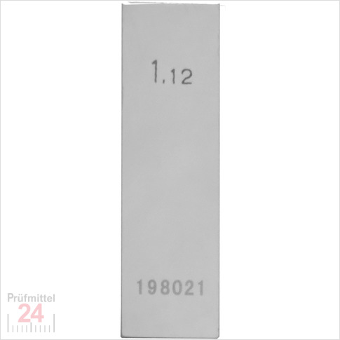STEINLE 4202 Einzel Parallel Endmaß Stahl 1,12 mm
DIN EN ISO 3650 mit Toleranzklasse: 2