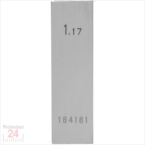 STEINLE 4202 Einzel Parallel Endmaß Stahl 1,17 mm
DIN EN ISO 3650 mit Toleranzklasse: 2