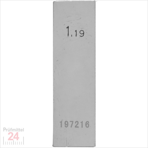STEINLE 4202 Einzel Parallel Endmaß Stahl 1,19 mm
DIN EN ISO 3650 mit Toleranzklasse: 2