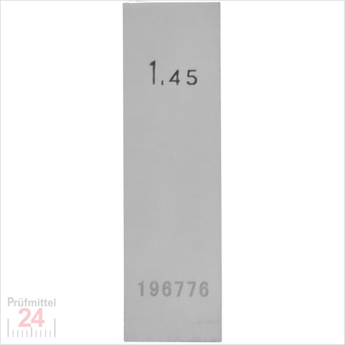 STEINLE 4202 Einzel Parallel Endmaß Stahl 1,45 mm
DIN EN ISO 3650 mit Toleranzklasse: 2