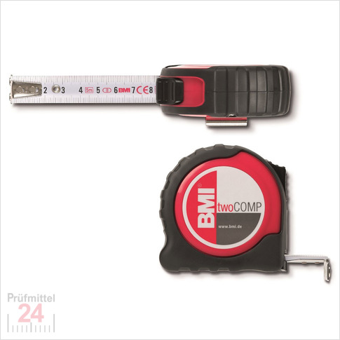 BMI Taschenbandmaß 472 twoComp, Länge 2 m, mm-Teilung 
Bandbreite: 16 mm, weiß lackiertes Band , Gehäuse rot
Massband 472241