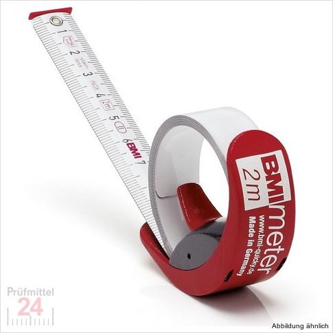 BMI Taschenbandmaß BMImeter, Länge 2 m, mm/inch-Teilung 
Bandbreite: 16 mm, weiß lackiertes Band , Gehäuse rot
Massband 429251