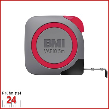 BMI Taschenbandmaß 411 VARIO EG I, Länge 5 m
Bandbreite: 16 mm, weiß lackiertes Band, 
Gehäuse schwarz/rot, Massband 4115418